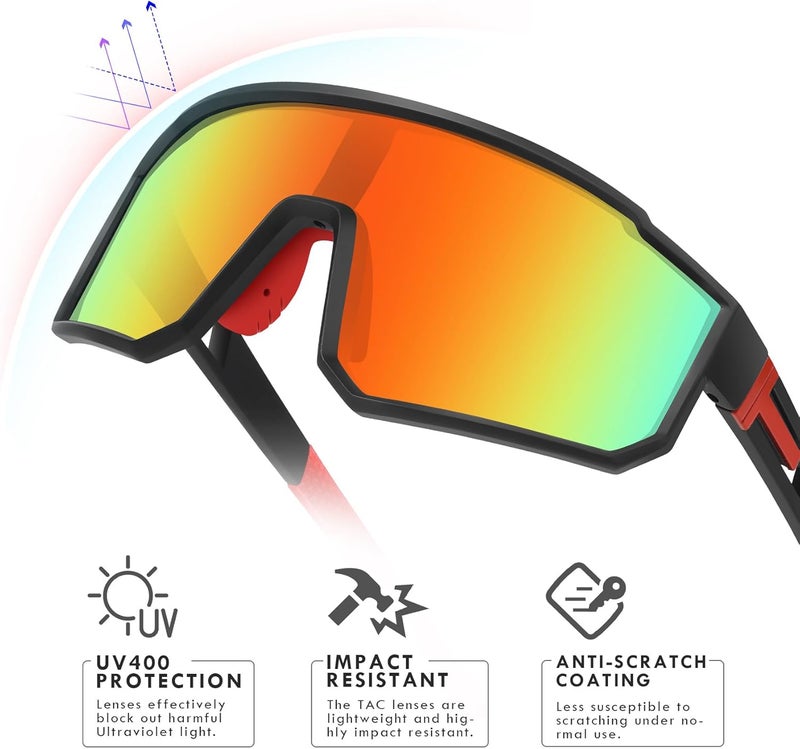 Derowern Youth Baseball Sunglasses, Kids Polarized Sports Sunglasses,UV400 Protection Glasses for Boys Girls Softball Cycling - Image 3